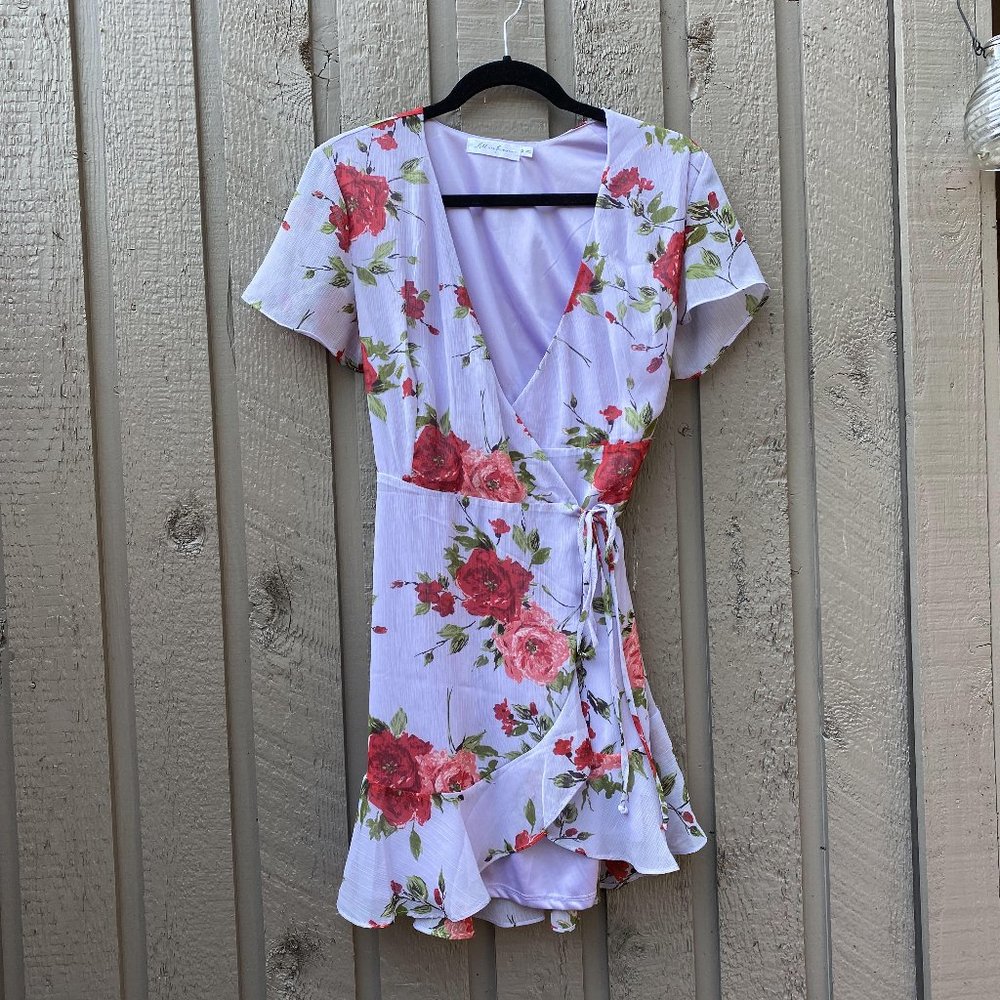 Lilac Floral Wrap Dress